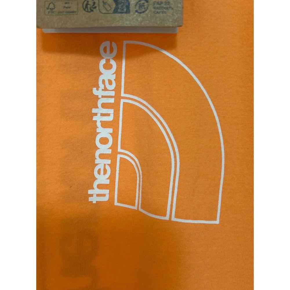The North Face Womens Outline Tee Bright Cantaloupe Orange Logo Shirt XL NEW - Picture 3 of 10